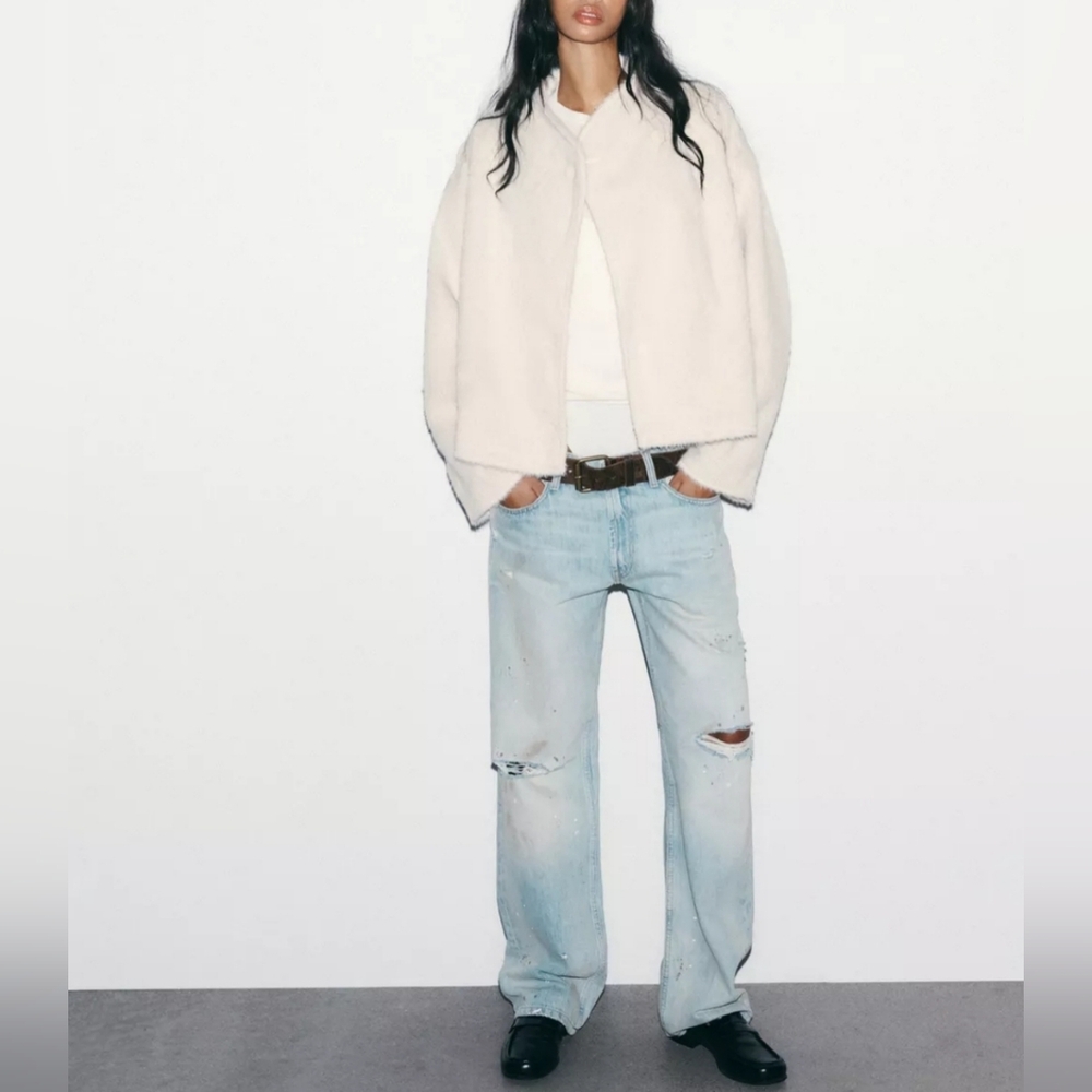 Zara TRF Mid-Rise Straight Leg Jeans